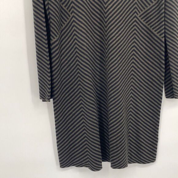 Cynthia Rowley Knitted Mock Neck Sweater Dress Chevron Long Sleeve Olive Black M - Picture 3 of 10
